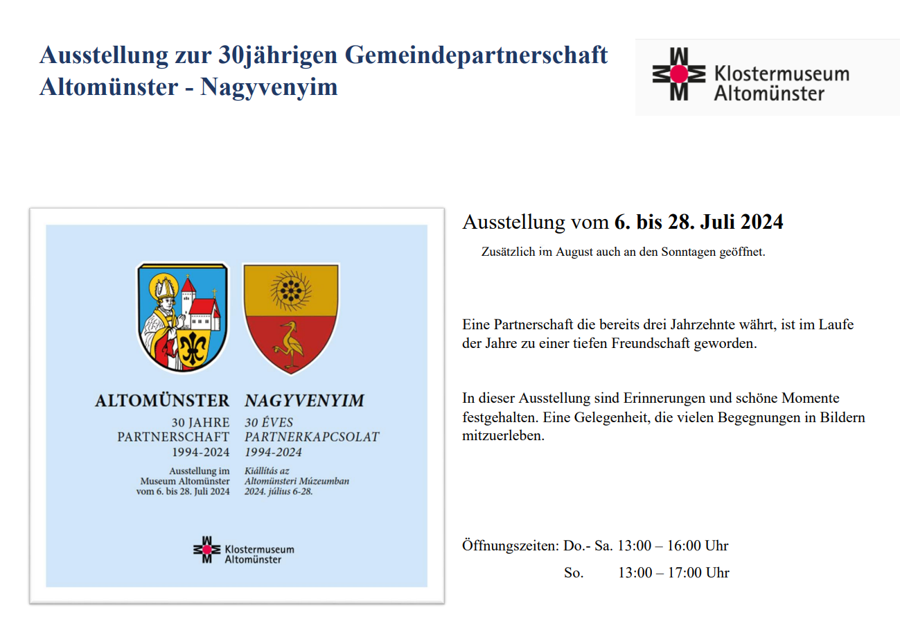 Ausstellung Altomünster - Ungarn Leider haben wir keinen Alternativtext zu diesem Bild. Wir arbeiten daran und bitten um Ihr Verständnis.